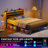 Hana Bed Frame with Headboard &  LED Lights, Metal Slat Bed with Charging Station-45304133-45304186
