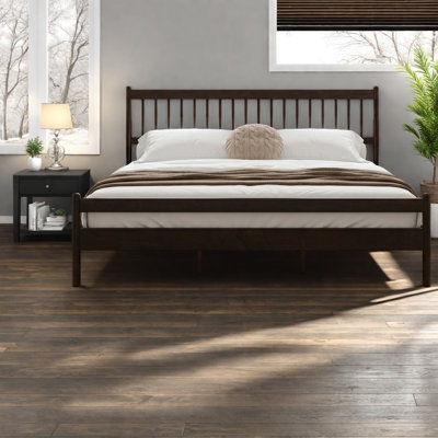 Très grand lit avec rangement, plateforme de ferme en bois de pin pour chambre à coucher