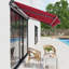 Auvent pare-soleil rouge de 3 m x 2,4 m pour terrasse. Toile imperméable. Structure en aluminium. Manivelle. Utilisation sur terrasse, balcon ou jardin. Fixation multi-surfaces. Abri de terrasse - Pare-soleil anti-chaleur. Manivelle manuelle, structure pour