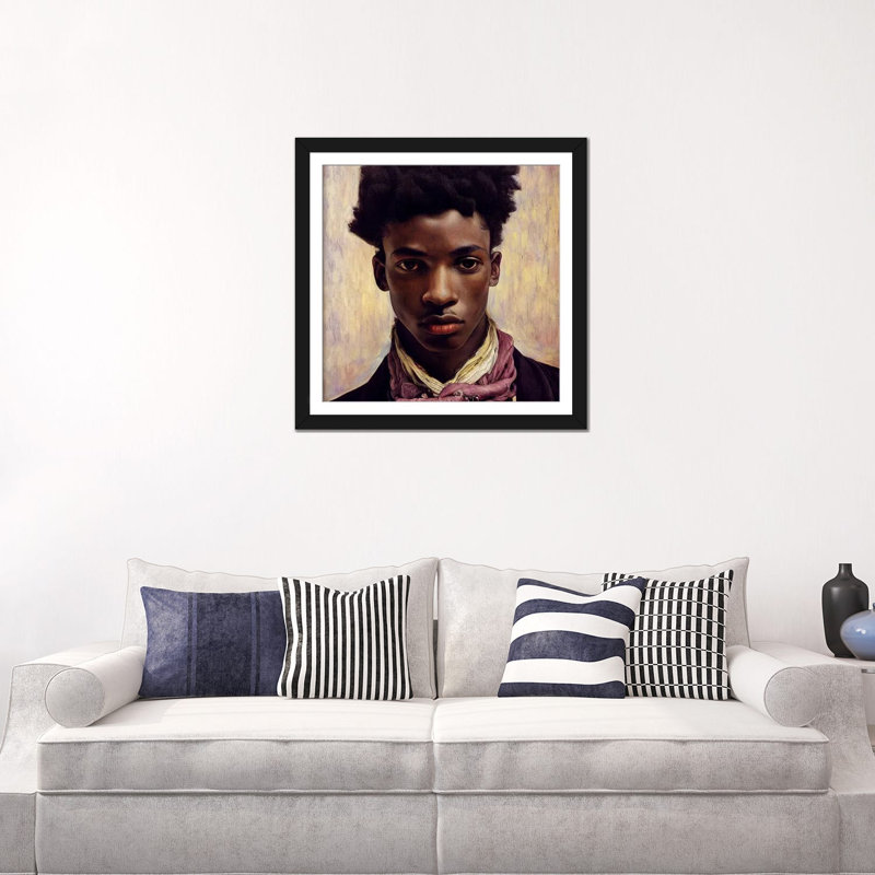 Young Poet, 2023, 24" H x 24" W x 1" D, Black Open Corner Frame Paper