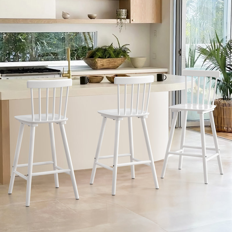 Tabouret Baggett, Blanc, Tabouret de comptoir (siège d'une hauteur de 26 p, 3