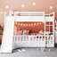 Solid Wood Twin Over Bunk Bed, White - Enjoyable Slide And Secure Bed White, With Movable For Bedroom Fun Function