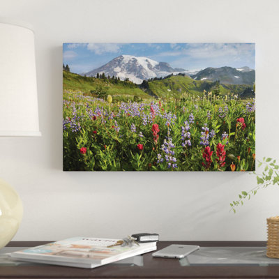 «Paradise Meadow and Mount Rainier, Mount Rainier National Park, Washington - Horizontal», reproduction de photo sur toile