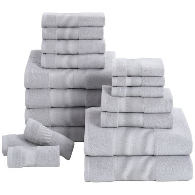 Modern Threads - Air Cloud 18-Piece 100% Zero-Twist Cotton Towel Set - Bath Towels, Hand Towels, & Washcloths - Super Absorbent & Quick Dry - 500 GSM - Soft & Plush