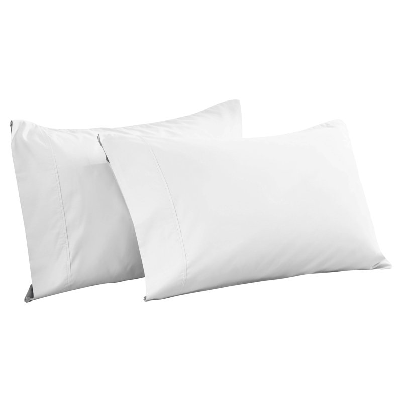 Superior 600 Thread Count Cotton Blend Sateen Solid Pillowcase Set, King, White