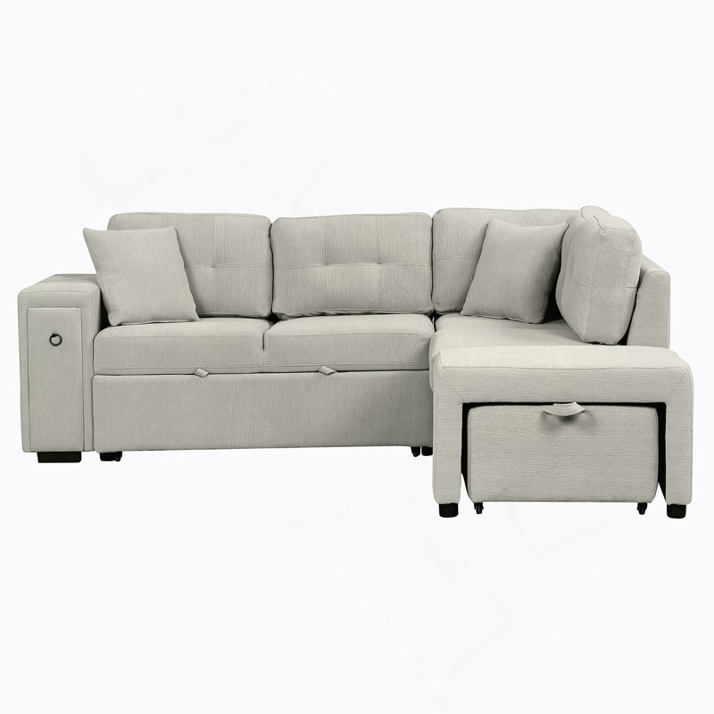 Canapé en chenille avec accoudoirs carrés, Gris