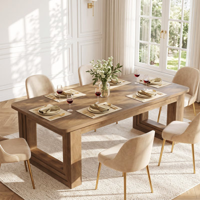 63 Inch Farmhouse Dining Table, Kitchen Table Seats 6 for Dining Room