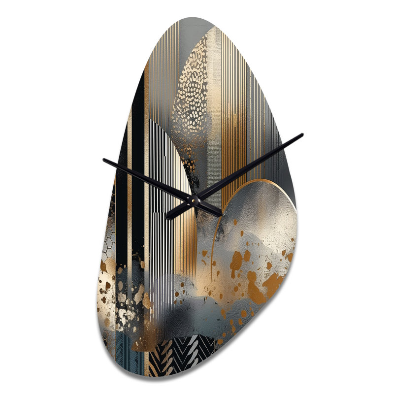 Horloge en métal à formes irrégulières, formes abstraites en marbre IV, Moyenne