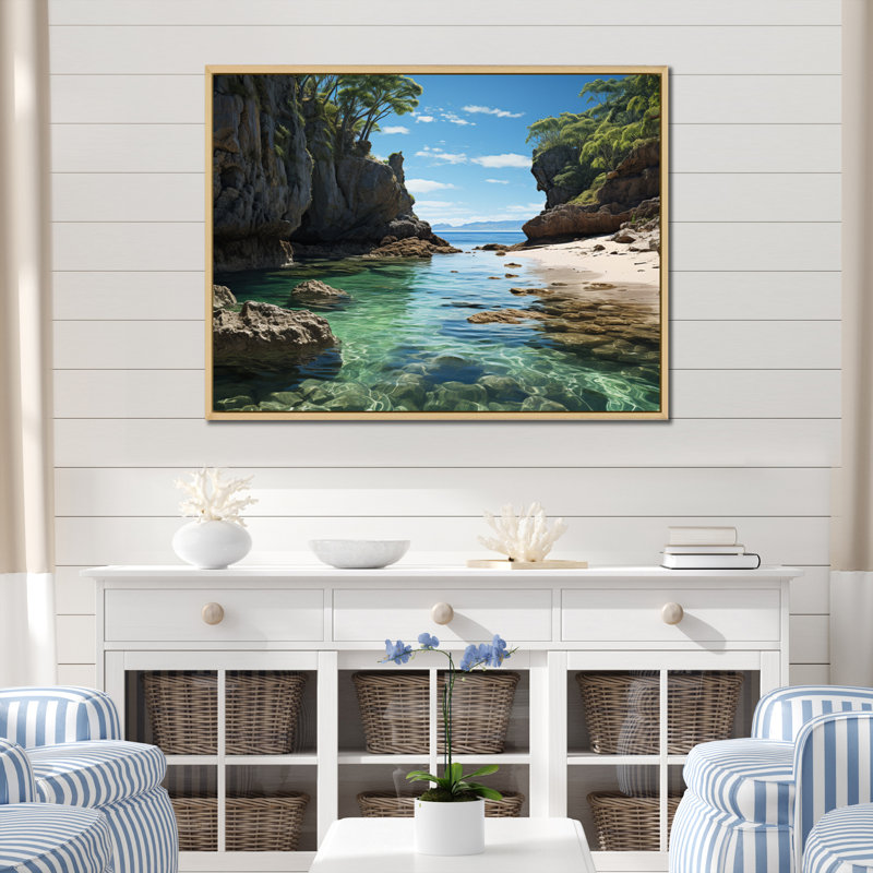 Allanna Beach Rocky Retreat II - impression, H 16 po x l 32 po x P 1 po, Cadre naturel flottant