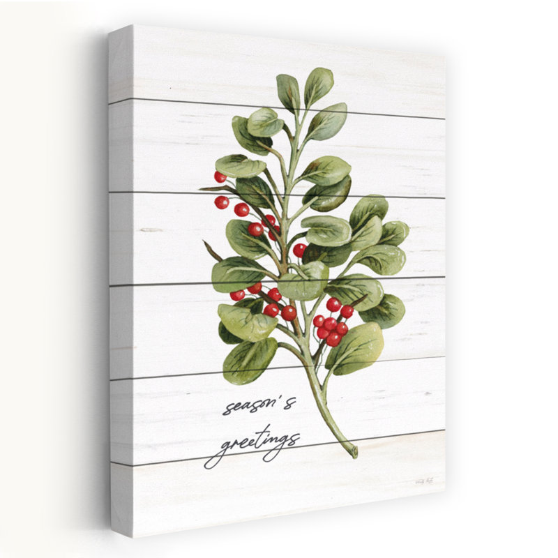 «Season's Greetings», verdure, art contemporain d'hiver, H 48 po x l 32 po