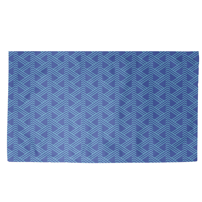 Bleu Tapis décoratif Zig Zag, Rectangle 2 pi x 3 pi