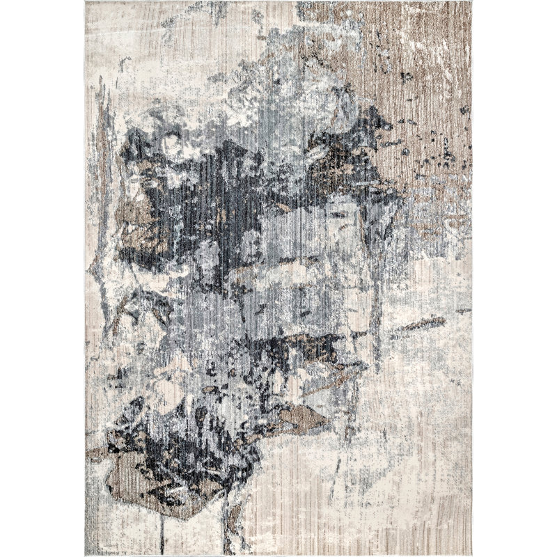 Moffitt Gray/Beige Area Rug, Rectangle 4' x 6'