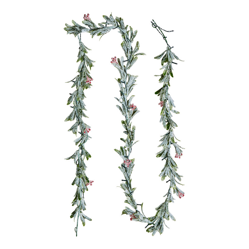 Christmas Garland with Light String Red Berries Pine Cones and Pine Needles, 274.3cm L