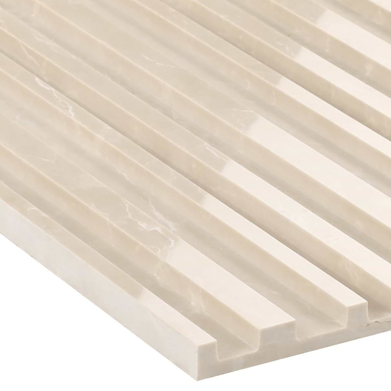 Stonework Botticino Beige 12x24 3D Marble Tile, Barcode 3D Polished/Honed