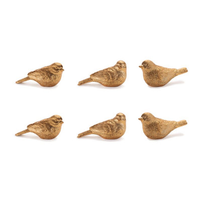 Figurine oiseau métallique (ensemble de 6)