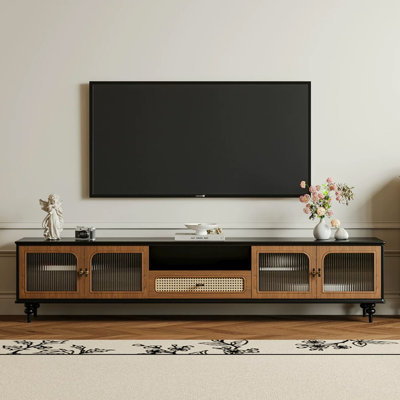 Meuble télé rétro en bois manufacturé noir