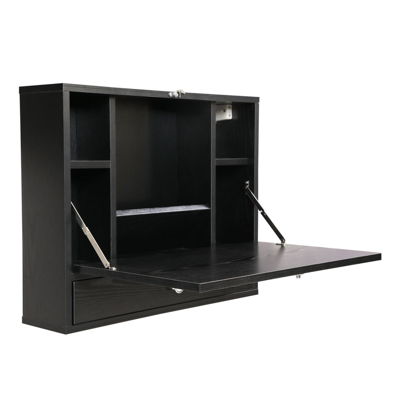 Solid Wood Top Metal Base Computer Desk, Black