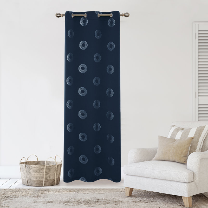Gudelia Room Darkening Curtain Single Panel, 42" W x 54" L, Navy Blue