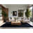 Soft Plush Eslinger Halloween Modern & Contemporary Abstract Area Rug in Blue – Navy Binding-1379439553