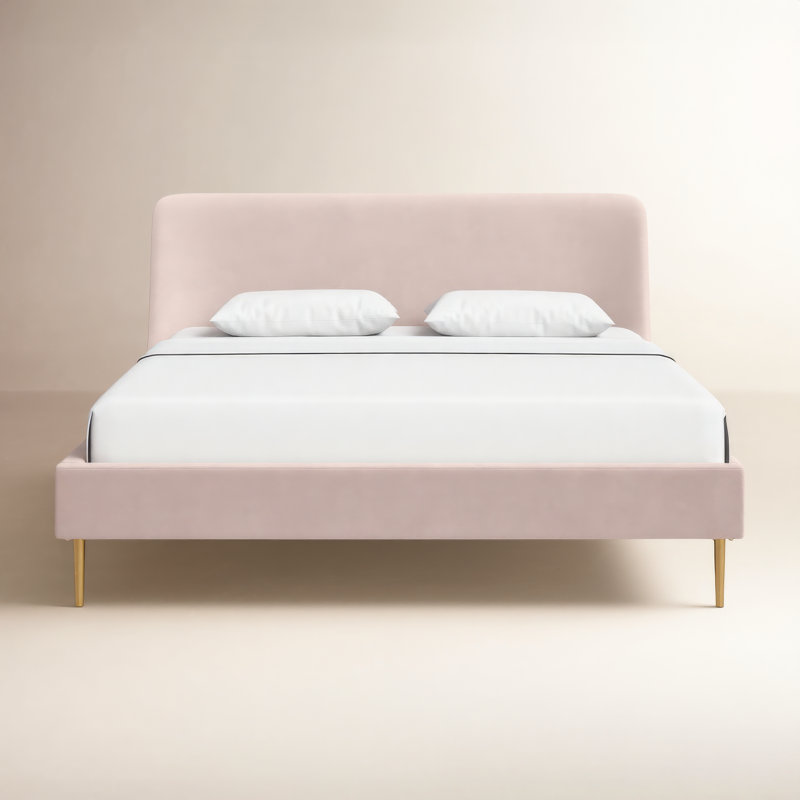 Venedy Upholstered Wingback Bed, King, Blush Velvet