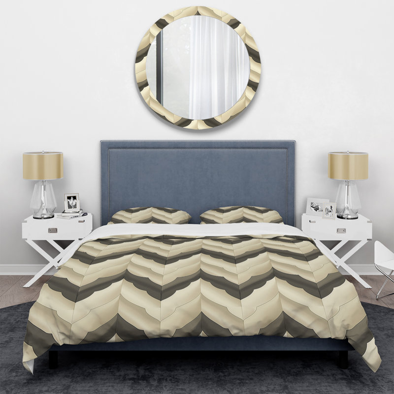 Ensemble de housse de couette Beige White Modern Chevron IV - Modern, Housse de couette très grand et 2 très grandes t