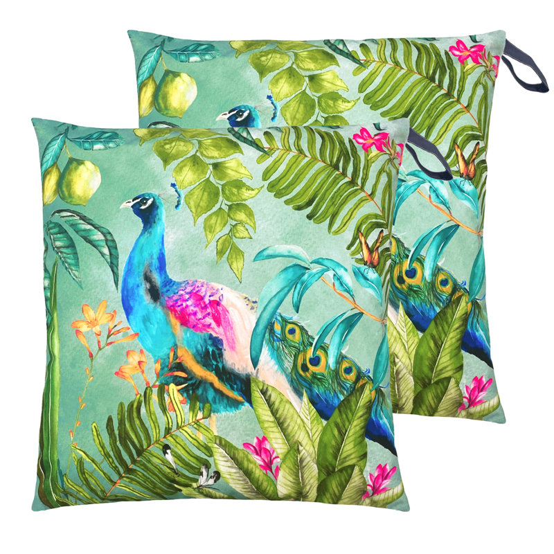 Indoor / Outdoor Square Cushion, 70cm H x 70cm W, Green/Blue