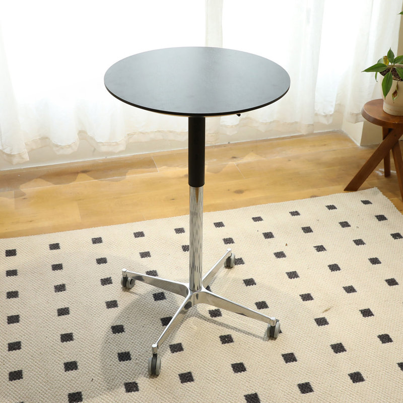 Movable Adjustable Bar Table, Pub Table, 360 Swivel Counter Bistro Table, Black