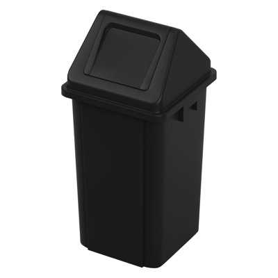 Poubelle carrée en plastique 19 gallons avec couvercle pivotant et canaux d'aération