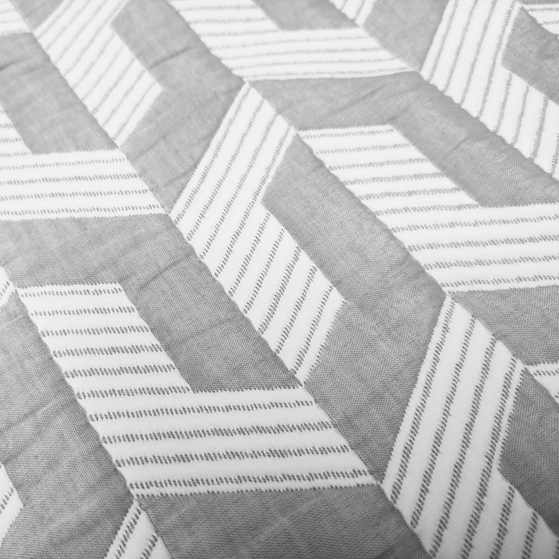 Ensemble de courtepointe réversible en mélange de coton jacquard tissé doux Geo Design Studio, Gris