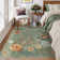 Floral Washable Rugs Non-Slip Soft Rugs for Living Room Bedroom Ultra-Thin Boho Accent Carpet