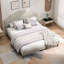 Très grand lit plateforme tapissier avec tête de lit réglable, lit plateforme rembourré en tissu de lin de style simple et moderne, aucun sommier tapissier requis, assemblage facile-1960433325-1960433314