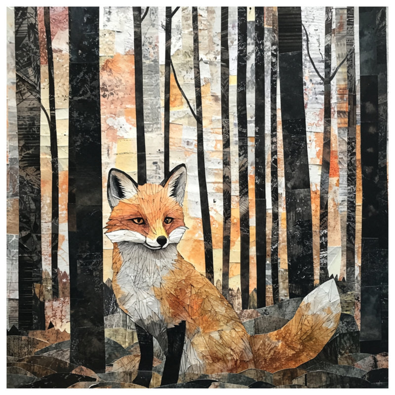 Couvertures Fox In Forest Collage, L 60 po x H 80 po