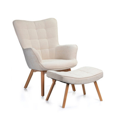 Nekoma Upholstered Accent Chair with Footstool