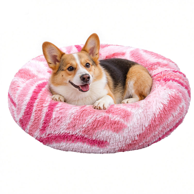 Réchauffant un beignet rond, Grand (H 9 po x l 36 po x P 36 po), Rose / Rouge / Blanc