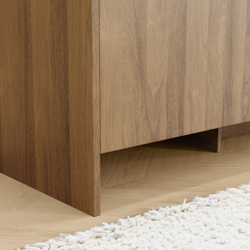 60” Sideboard Curved Cabinet With 4 Doors, Oak