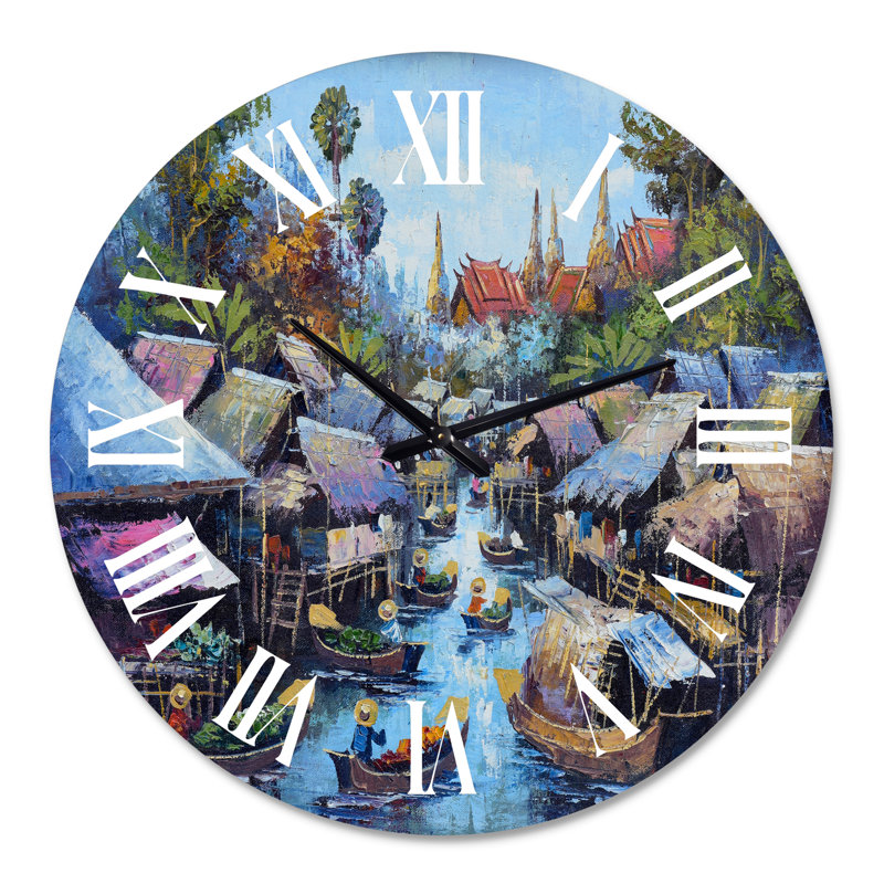 Vintage Waterside Life I - Horloge murale traditionnelle, Surdimensionné
