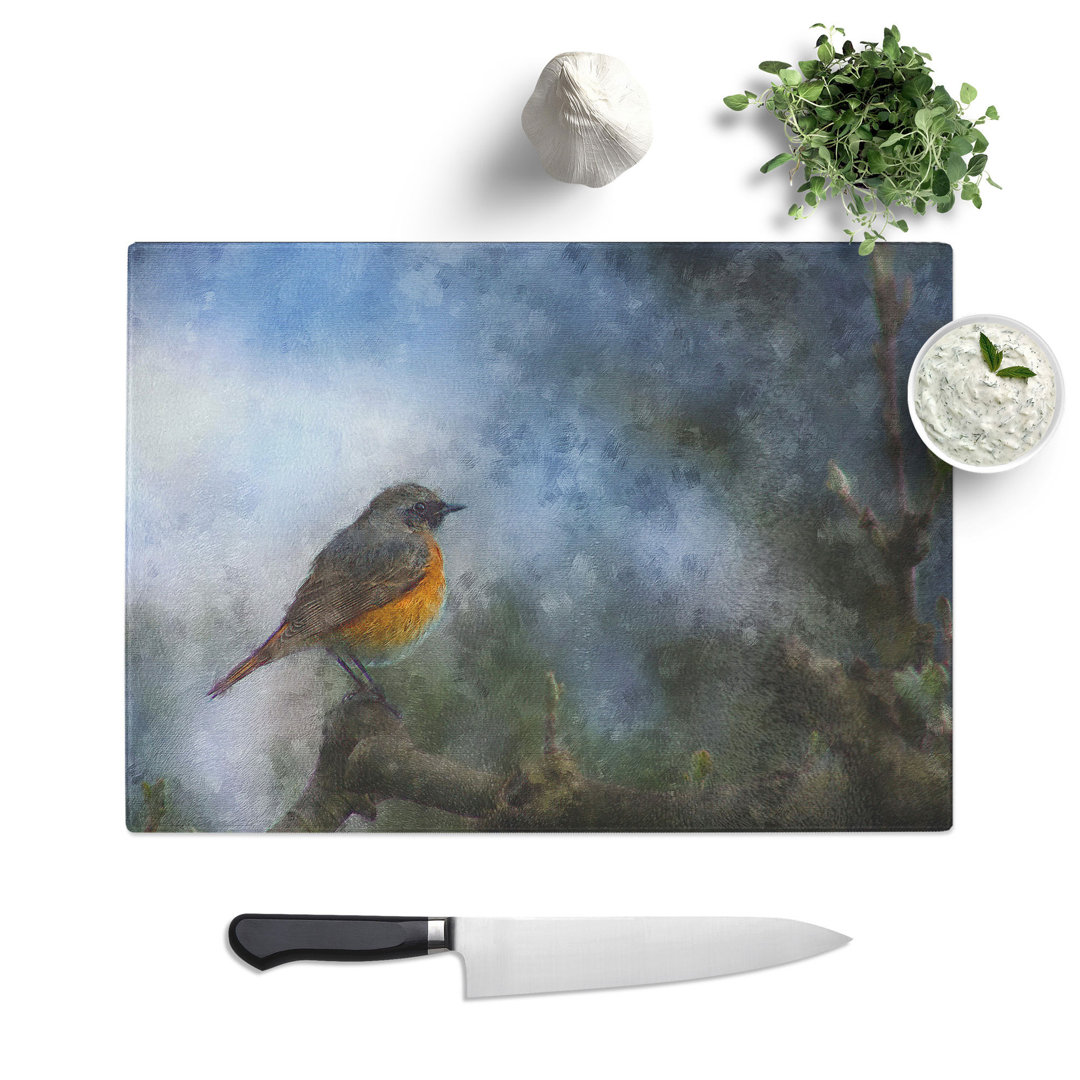 Common Redstart Bird Painting Chopping Board