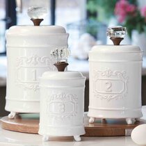 Circa White Ceramic Kitchen Canister Set