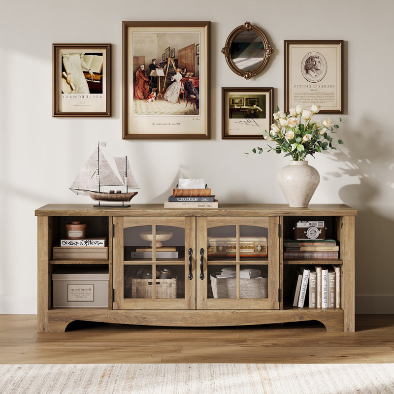 Meuble télé, H 22 po x L 58 po x l 15,4 po, Brown Wood