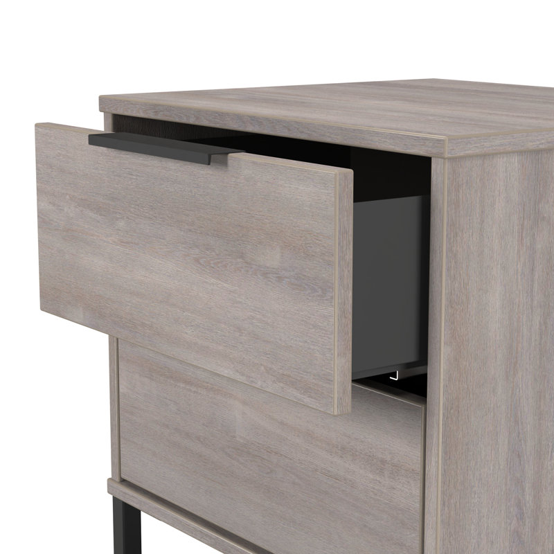 Peacham 45cm W Manufactured Wood Bedside Table, Grey