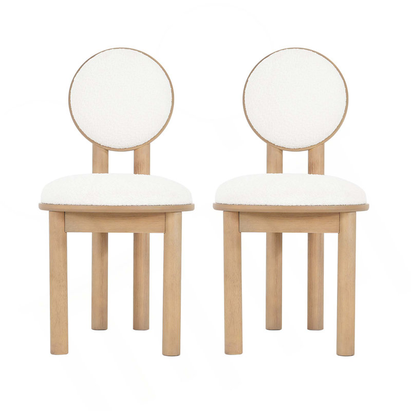 Chaise de salle à manger rembourrée moderne en polyester avec structure en bois (ensemble de 2), Naturel