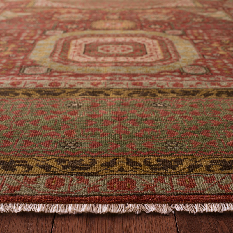 Ralph Lauren Lourens Hand Knotted, 80% Wool And 20% Cotton, Madder Red Area Rug, Rectangle 6' x 9'
