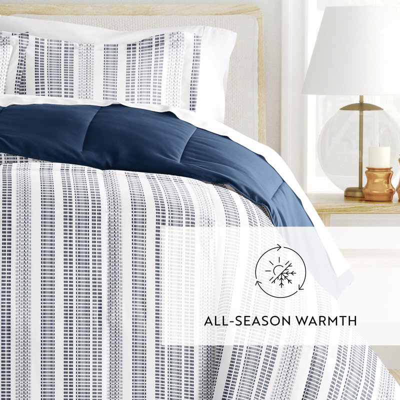 Twin Blue and White Down Alternative Reversible Comforter Set