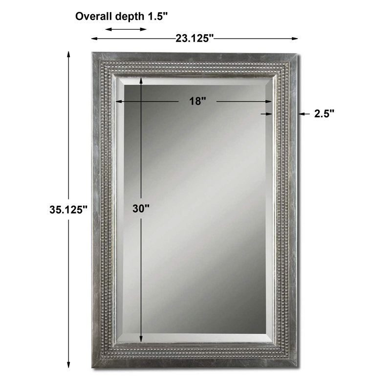 Contemporary Silver Leaf Beaded Wood Vanity Mirror 23"x35"