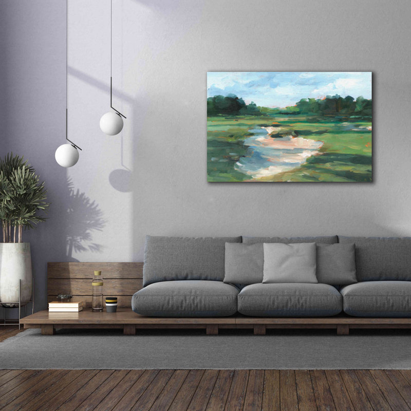 «Golf Course Study I» par Ethan Harper - peinture sur toile tendue, H 40 po x l 60 po x P 1,5 po