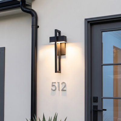 12W 5CCT T-Shaped LED Modern Outdoor Wall Sconce, 19 Inch Downward Anti-Glare Wall Light