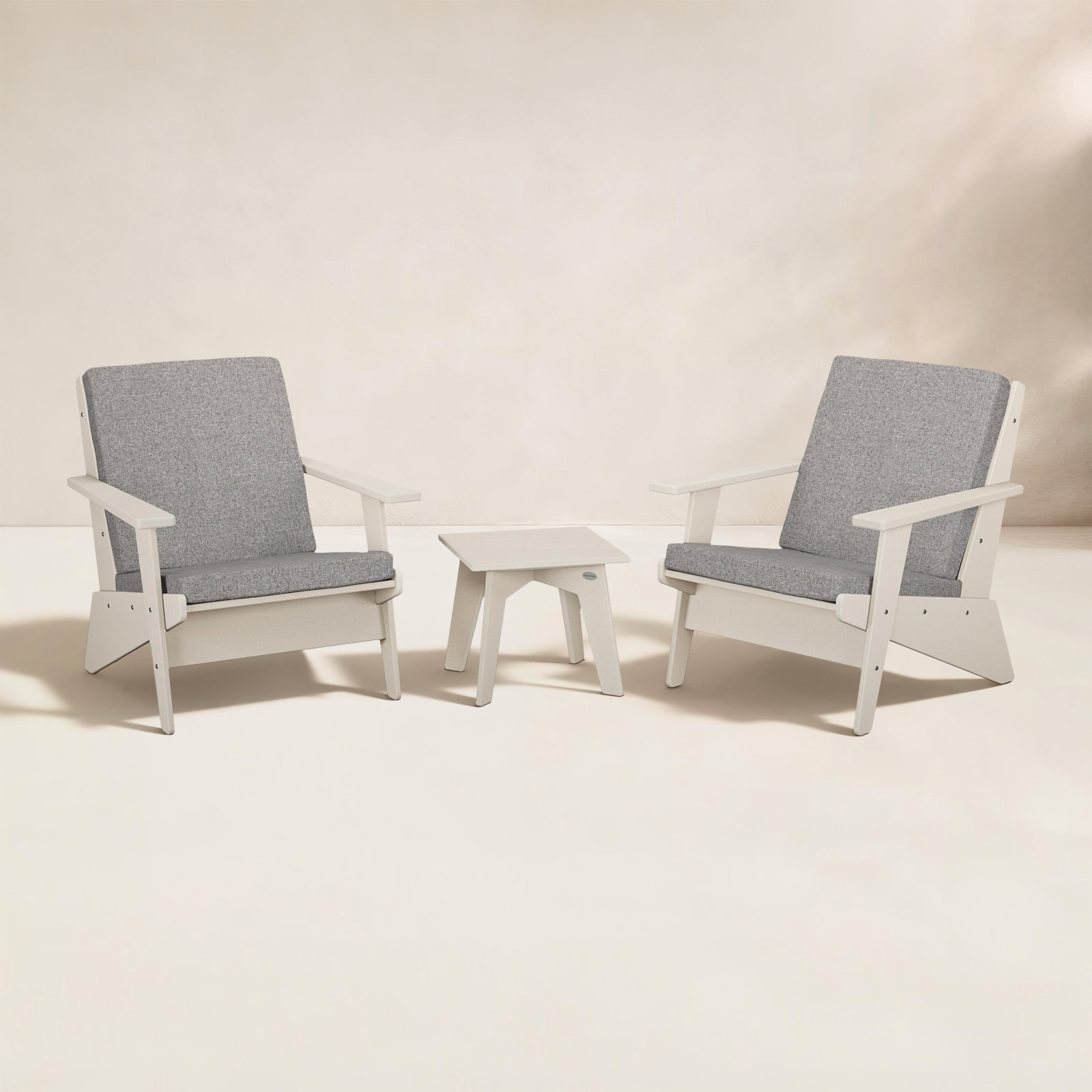 POLYWOOD® Riviera 2-Person Patio Seating Group, Grey Mist, Sand