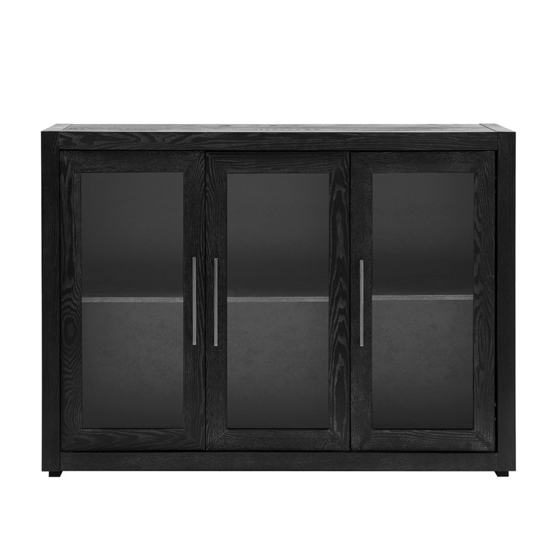 Buffet de rangement en bois trempé 48 pouces Jehron, Noir