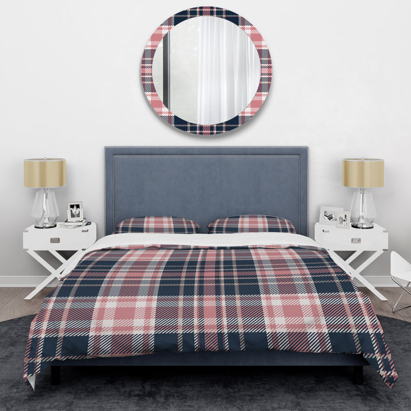 Tartan à carreaux noir et rouge - Ensemble de housse de couette abstrait - Microfibre de polyester