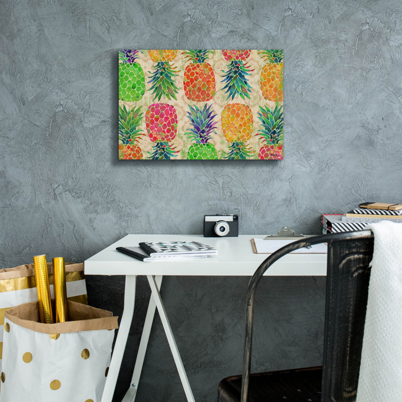 «Fruit Ikat Horizontal» par Paul Brent, art mural sur toile, H 12 po x l 18 po x P 0,75 po